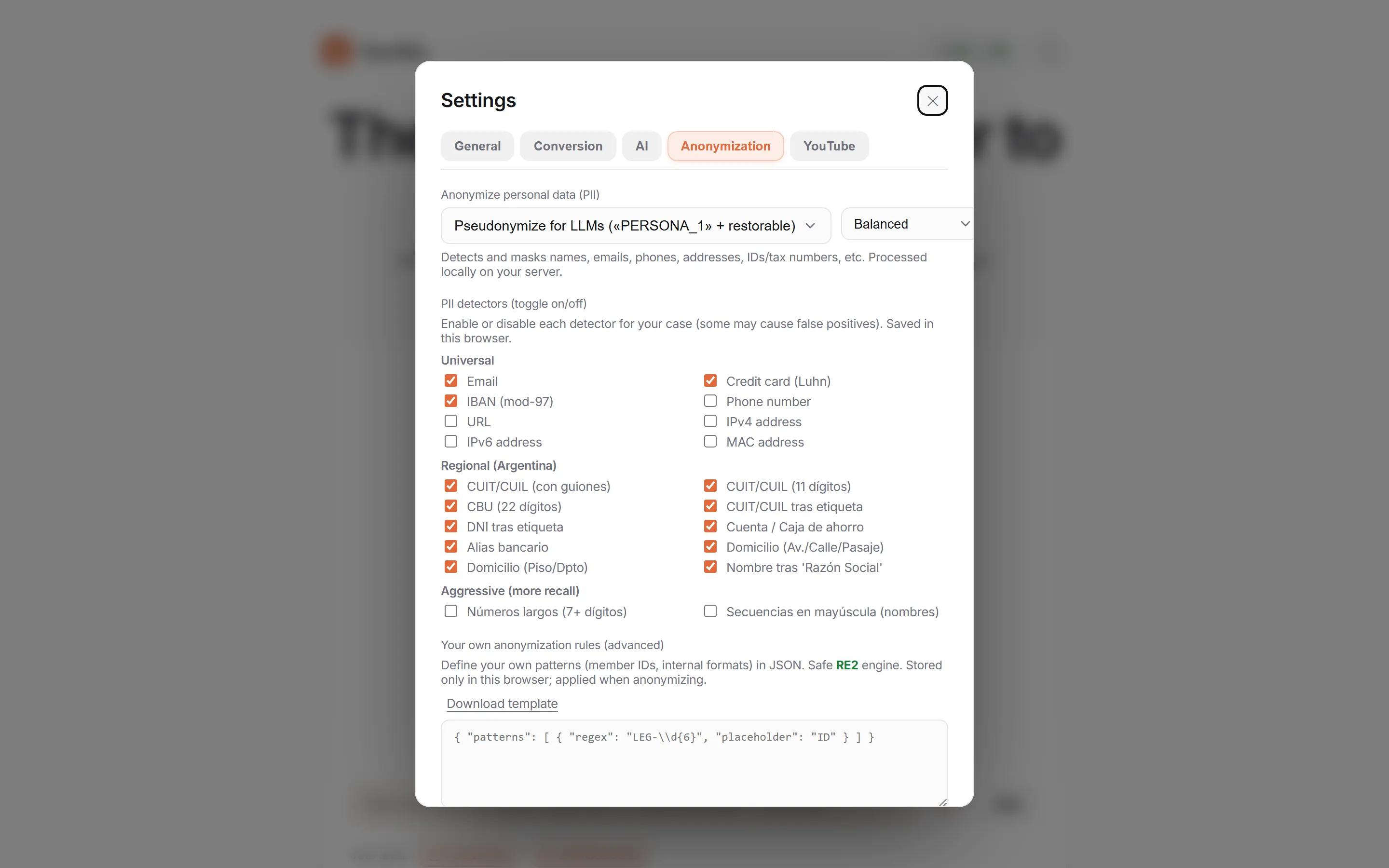 Built-in PII privacy